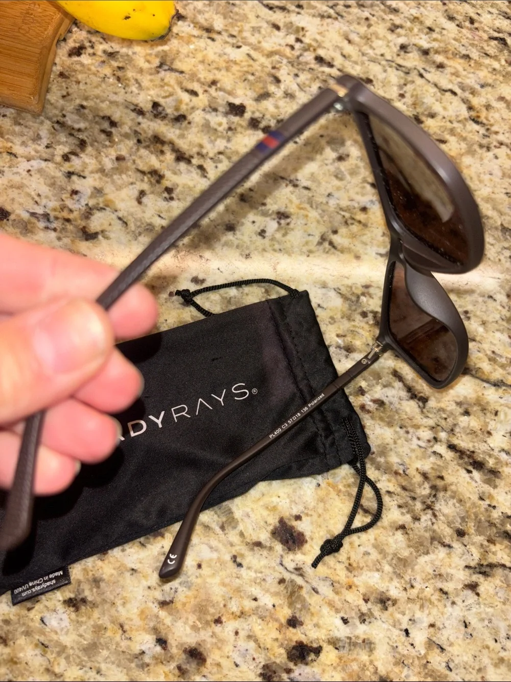 Kohl's Men’s Matte Black Sunglasses with Shady Rays cloth bag